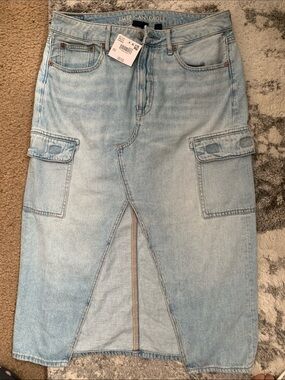 American eagle Light Blue Denim Skirt with Comfort Stretch Waistband